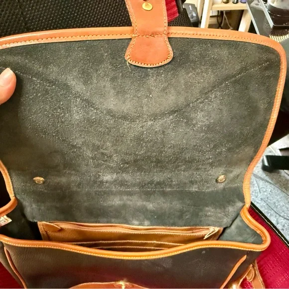 Black and Tan Leather Crossbody Messenger by Dooney and Bourke - Picture 3 of 5